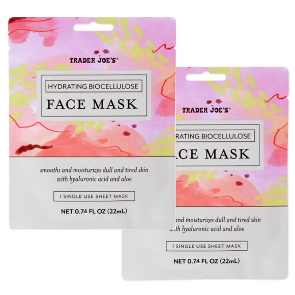 $8❤️‍🔥 LAST 1! Trader Joe’s Hydrating Biocellulose Face Mask 2PK 💧 NEW - Picture 1 of 3